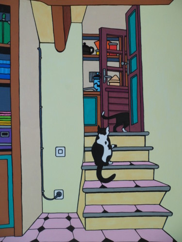 Dessin intitulée "Les Chats" par Alain Lynch, Œuvre d'art originale, Marqueur