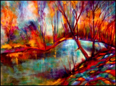 Peinture intitulée "Lez d'automne" par Anne Brigaud, Œuvre d'art originale