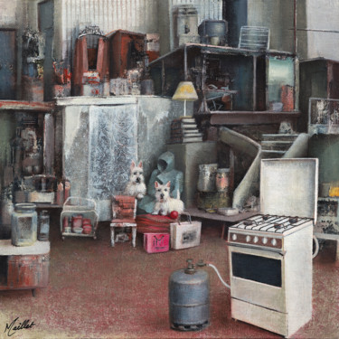 La cuisinière à gaz Peinture intitulée "La cuisinière à gaz" par Françoise Maillet, Œuvre d'art originale, Acrylique