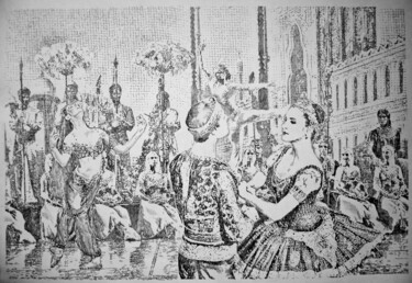 Ballet La Bayadère - La célébration de l'amour Drawing titled "Ballet La Bayadère…" by Walid Lemkecher, Original Artwork, Pencil