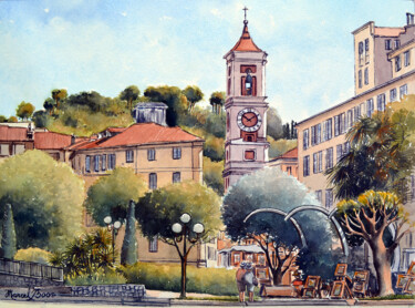 Peinture intitulée "nice-place-massena-…" par Marcel Boos, Œuvre d'art originale, Aquarelle