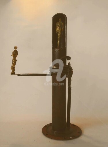 Sculpture intitulée "les trois guetteurs" par Olivier Lecourtois, Œuvre d'art originale, Métaux