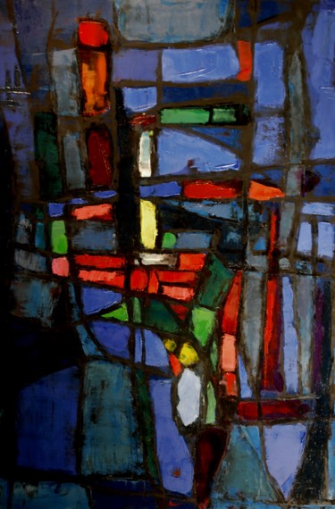 Painting titled "Méditation-15-55-" by Thierry Faure, Original Artwork, Oil Mounted on Wood Stretcher frame