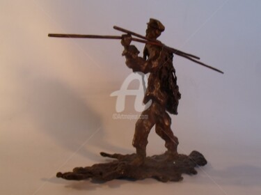 Sculpture intitulée "Le pecheur" par Olivier Lecourtois, Œuvre d'art originale, Métaux