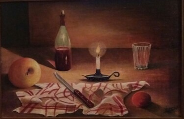 Peinture intitulée "Nature morte à la b…" par Charles Corbin, Œuvre d'art originale, Huile