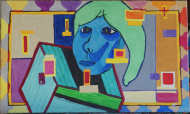 Peinture intitulée "La tête et la boîte" par Gilles Fouque, Œuvre d'art originale