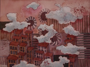 Peinture intitulée "2017_01_18 dessin 7" par Delphine Mabed, Œuvre d'art originale, Aquarelle Monté sur Autre panneau rigide