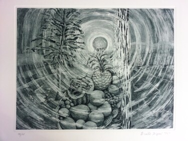 Printmaking titled ""Vortice"" by Basilio Dipani, Original Artwork, Etching