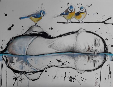 Peinture intitulée "encre" par Catherine Cornec, Œuvre d'art originale, Acrylique