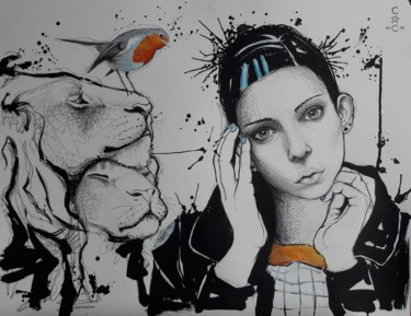 Peinture intitulée "encre" par Catherine Cornec, Œuvre d'art originale, Encre