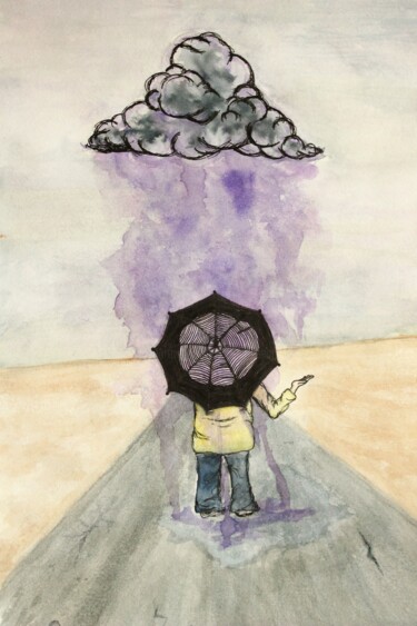 Painting titled "Surprise Weather" by Elke Matthaeus, Original Artwork, Watercolor