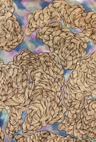 Painting titled "Braids" by Elke Matthaeus, Original Artwork, Ink