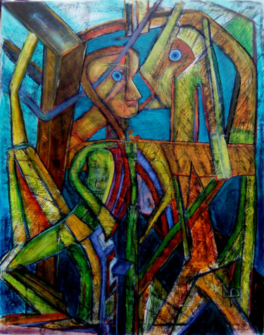 rencontre brouillée Peinture intitulée "rencontre brouillée" par Philippe Langaud, Œuvre d'art originale, Acrylique