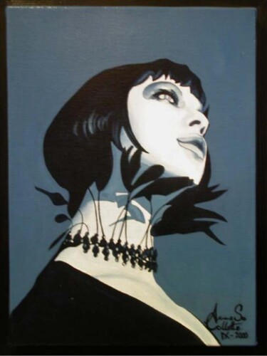 Peinture intitulée "Femme aux aigrettes" par Ann'Soco, Œuvre d'art originale, Huile