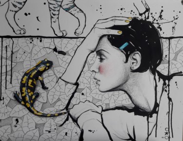 Peinture intitulée "encre" par Catherine Cornec, Œuvre d'art originale, Acrylique