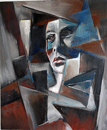 Painting titled "Enfermée dans ses p…" by Lefolhub, Original Artwork, Oil