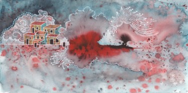 Peinture intitulée "2016 paysage 25 jan…" par Delphine Mabed, Œuvre d'art originale, Aquarelle