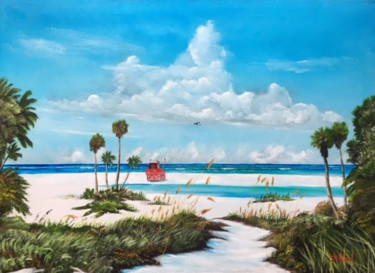 Path To Red Lifeguard Stand On Siesta Key Florida Ζωγραφική με τίτλο "Path To Red Lifegua…" από Lloyd Dobson, Αυθεντικά έργα τέχνης, Λάδι