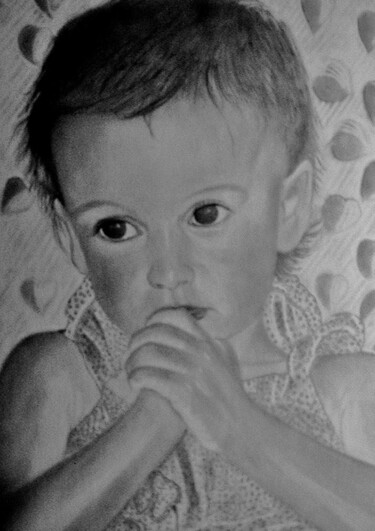 Dessin intitulée "Portrait d'enfant" par Charles Corbin, Œuvre d'art originale, Pointe d'argent