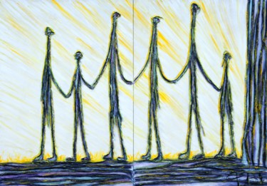 Painting titled "Crépuscule" by Béatrice Pillard, Original Artwork, Oil