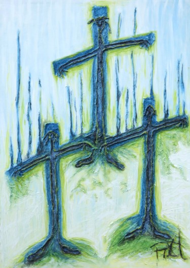Painting titled "calvaire" by Béatrice Pillard, Original Artwork, Oil