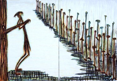 Painting titled "liens n°1" by Béatrice Pillard, Original Artwork, Oil