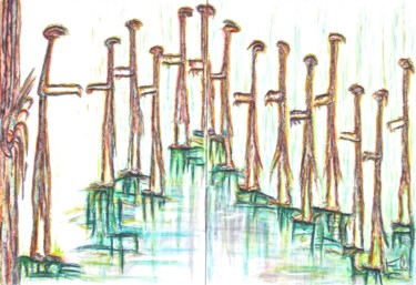 Painting titled "liens n°2" by Béatrice Pillard, Original Artwork, Oil