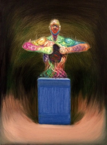 Painting titled "Avatar-Struggle" by Youcai Hong, Original Artwork, Oil