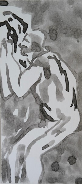 Dessin intitulée "Nu" par Isabelle Langlois, Œuvre d'art originale, Encre