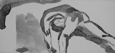 Dessin intitulée "Nu penché" par Isabelle Langlois, Œuvre d'art originale, Encre