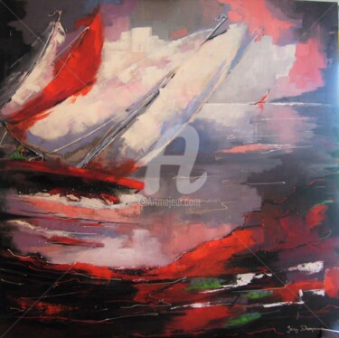 Peinture intitulée "Arrivée de la régate" par Jacky Dumergue, Œuvre d'art originale, Huile