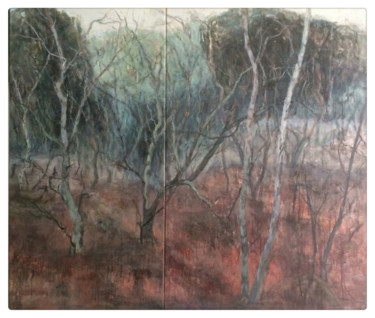 Painting titled "Nameless Tree-Red L…" by Zhixun Lin, Original Artwork, Oil