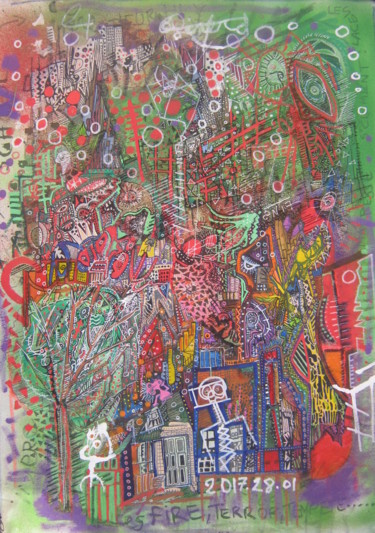 Peinture intitulée ""CITE,AUTOUR DE L "…" par Girerd Christophe, Œuvre d'art originale, Acrylique