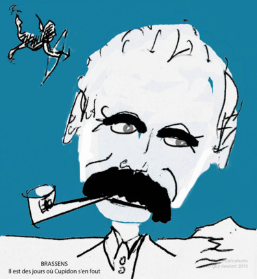 Dessin intitulée "Brassens" par Guy Rieutort, Œuvre d'art originale