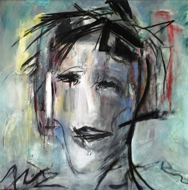 Painting titled "COUPE AU CARRÉ" by Brigitte Krief, Original Artwork, Acrylic Mounted on Wood Stretcher frame