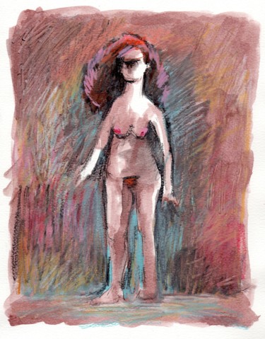 Peinture intitulée "2016 04 16 Rousse.j…" par Delphine Mabed, Œuvre d'art originale, Aquarelle