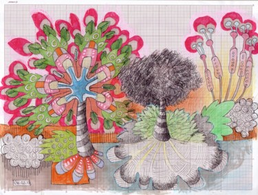 Dessin intitulée "2017 02 08 - Jardin…" par Delphine Mabed, Œuvre d'art originale