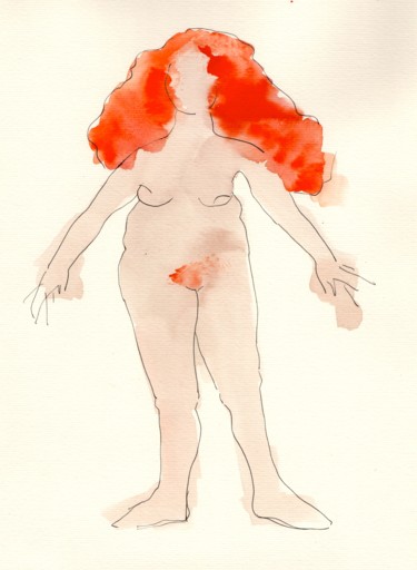 Peinture intitulée "2016 03 23 rousse s…" par Delphine Mabed, Œuvre d'art originale, Aquarelle