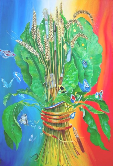 Bouquet d'oseille avec les pinceaux Pierre Marcel "Bouquet d'oseille a…" başlıklı Tablo Applestrophe tarafından, Orijinal sanat, Diğer
