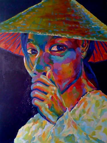 Peinture intitulée "Sous cape" par Eva-Jo, Œuvre d'art originale, Huile