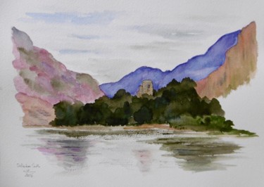 Peinture intitulée "Dolbadarn Castle, L…" par Véronique Crombé, Œuvre d'art originale, Aquarelle