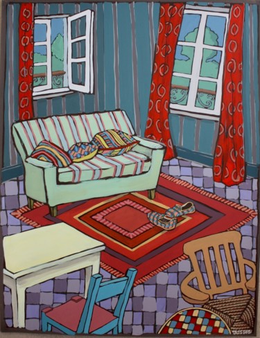 Peinture intitulée "Intérieur et charen…" par Delphine Mabed, Œuvre d'art originale, Gouache