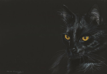 图画 标题为“Black Cat” 由Danguole Serstinskaja, 原创艺术品, 圆珠笔