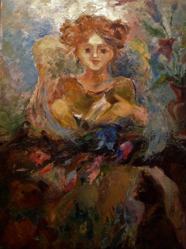 ANGEL LOOKING Картина под названием "ANGEL LOOKING" - Nataliya Tsarskaya, Подлинное произведение искусства, Масло