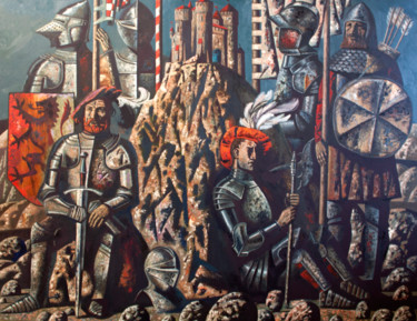 Painting titled "The guards" by Andrey Simakov, Original Artwork, Oil