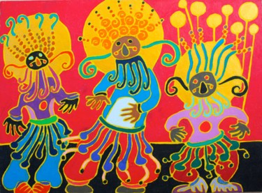 Peinture intitulée "Danseurs 19 08 2004…" par Delphine Mabed, Œuvre d'art originale