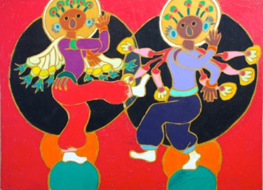 Peinture intitulée "Danseurs 19 09 2004…" par Delphine Mabed, Œuvre d'art originale