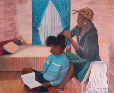 Peinture intitulée "La coiffure" par Charles Corbin, Œuvre d'art originale, Huile