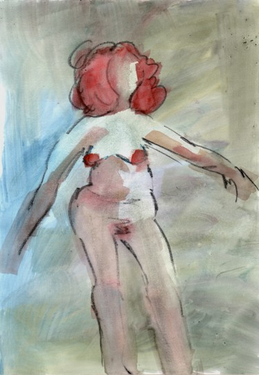Peinture intitulée "2016 04 rousse.jpeg" par Delphine Mabed, Œuvre d'art originale, Aquarelle
