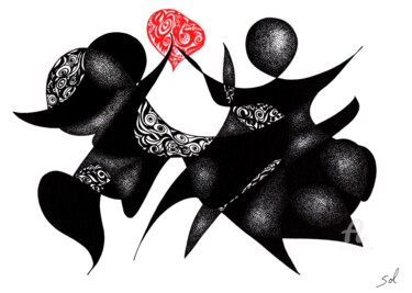 Drawing titled "Ourashima amoureux" by Solveig Marty "Sol", Original Artwork, Ink